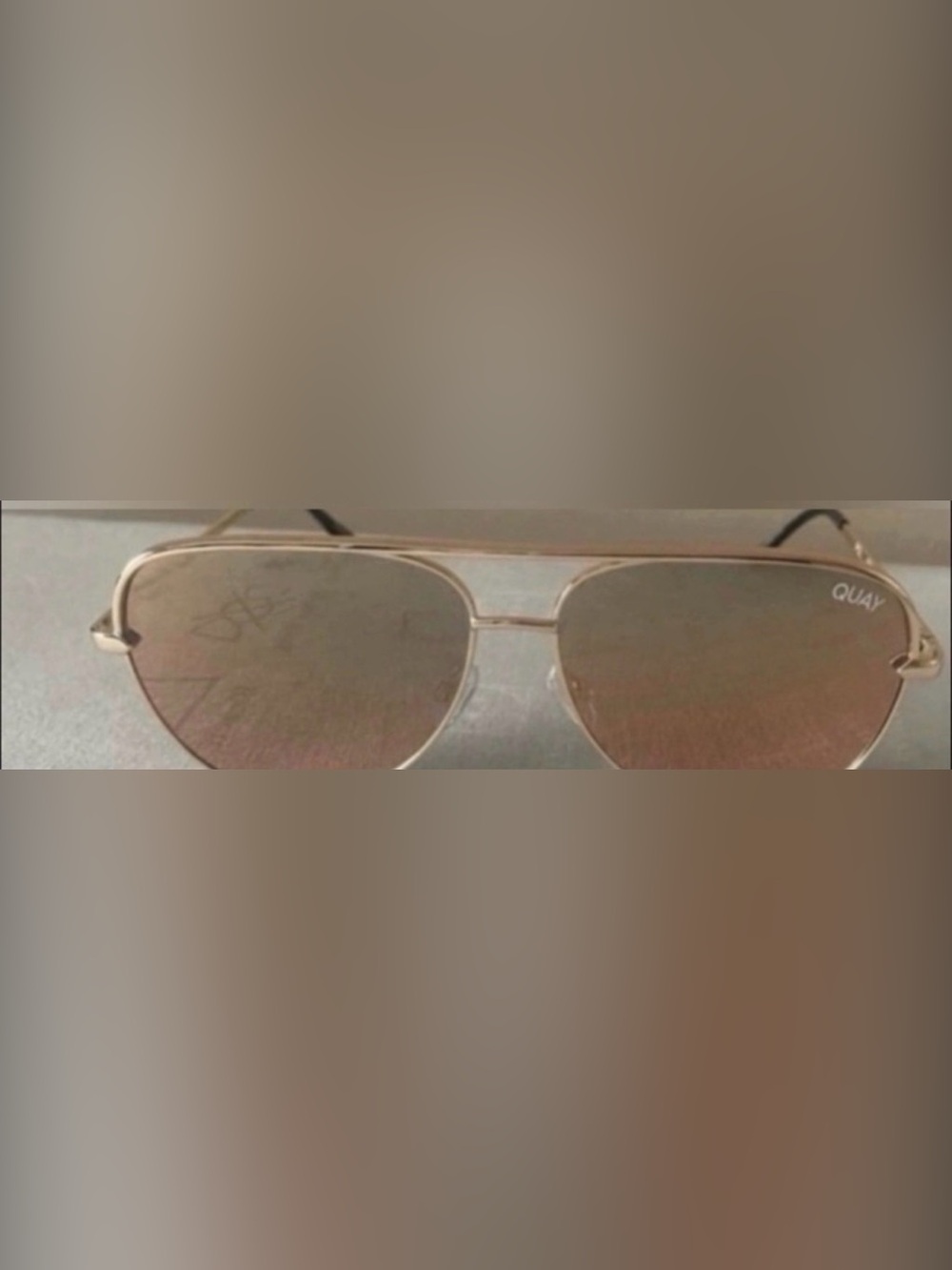 Brand New Quay Gold Aviator Sunglasses with Brown Gradient Lenses